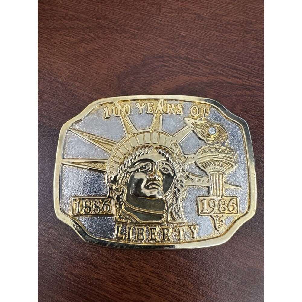 100 Years of Liberty 1886-1986 Belt Buckle - Statue of - USA - Patriot - Vintage